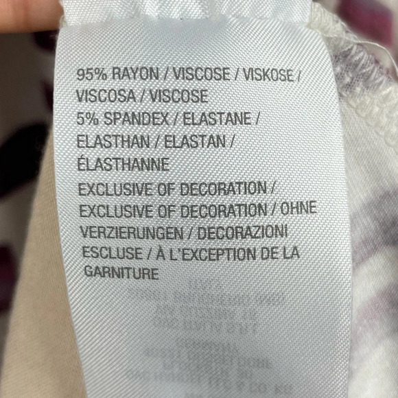 LOGO by Lori Goldstein Purple Cream Printed Top with Lace Hem and Pockets‎ - Picture 7 of 9